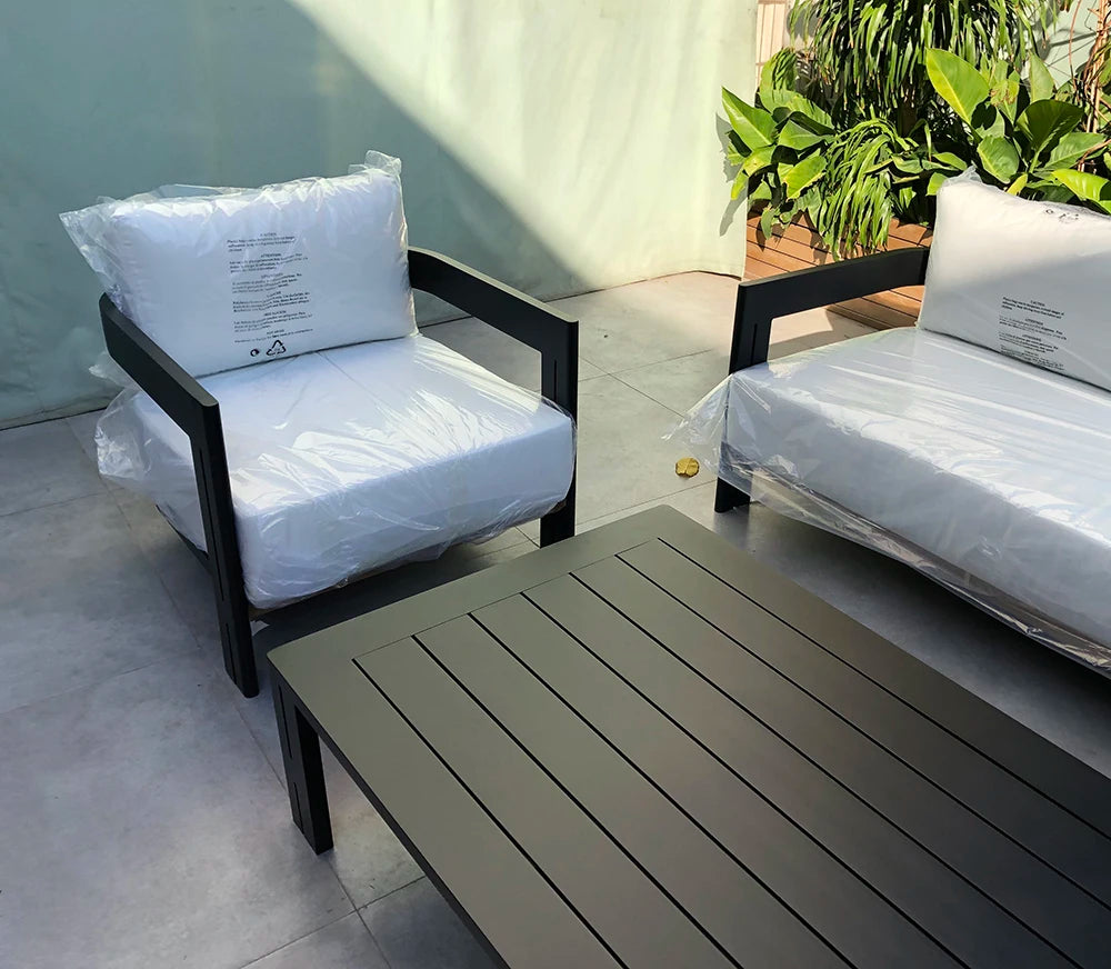 Aluminum Outdoor Sofa Set with Ottoman for Modern Gardens