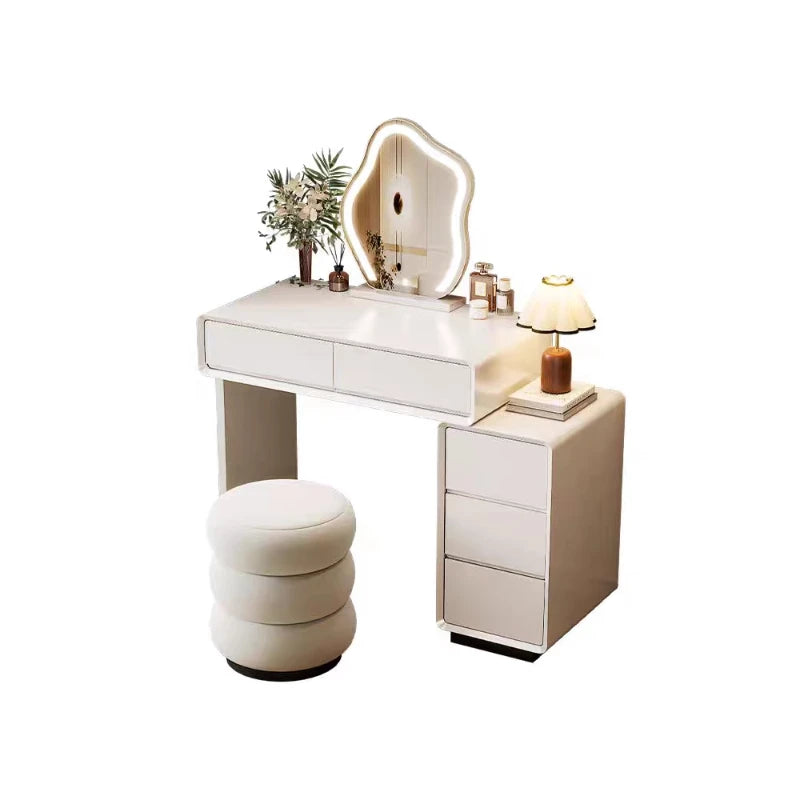 Luxury White Wood Dressing Table with Mirror for Women