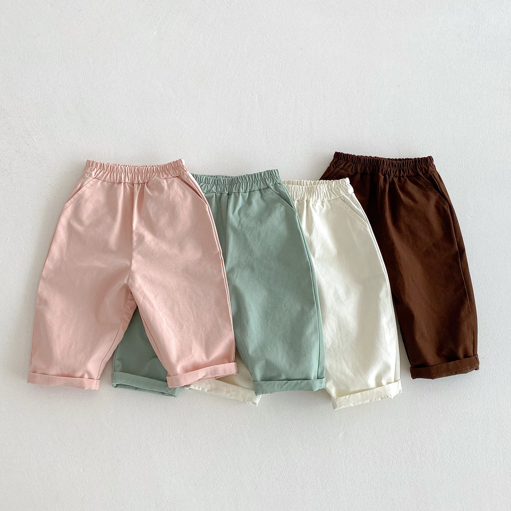 Cotton Elastic Waist Pants for Toddlers in Multiple Colors