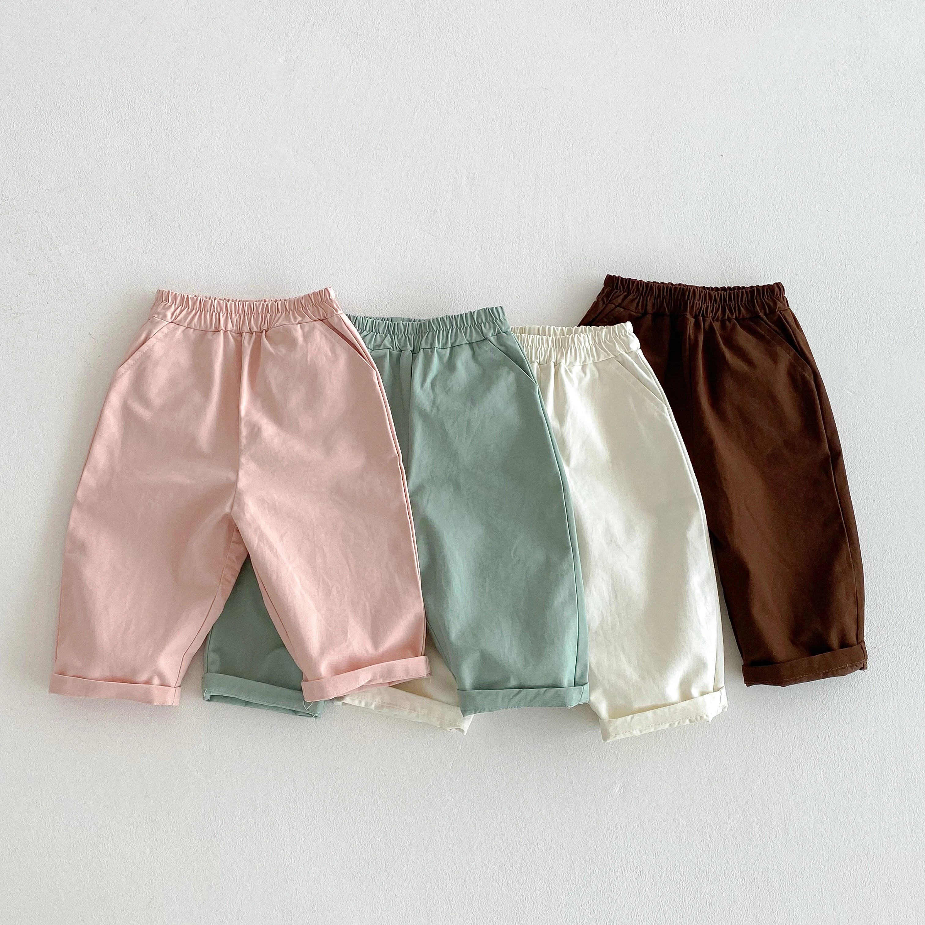 Cotton Elastic Waist Pants for Toddlers in Multiple Colors