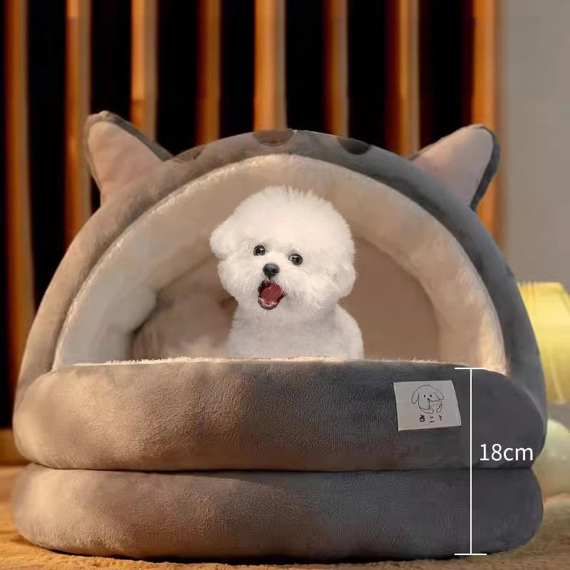 Cozy Plush Pet Cave Bed for Cats and Small Dogs