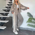 Stylish Striped Jacket and Pants Set for Women