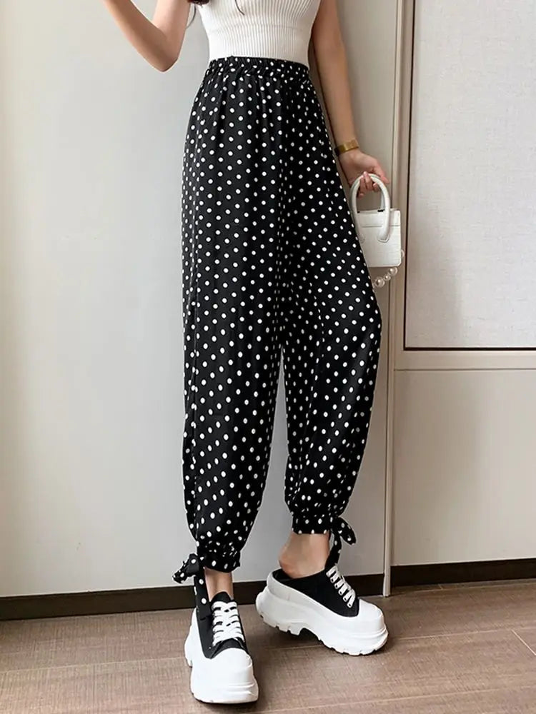 High Waist Harem Pants for Women in Casual Patchwork Style