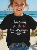 Girls' Summer Casual Short Sleeve Top with Dad-Themed Print