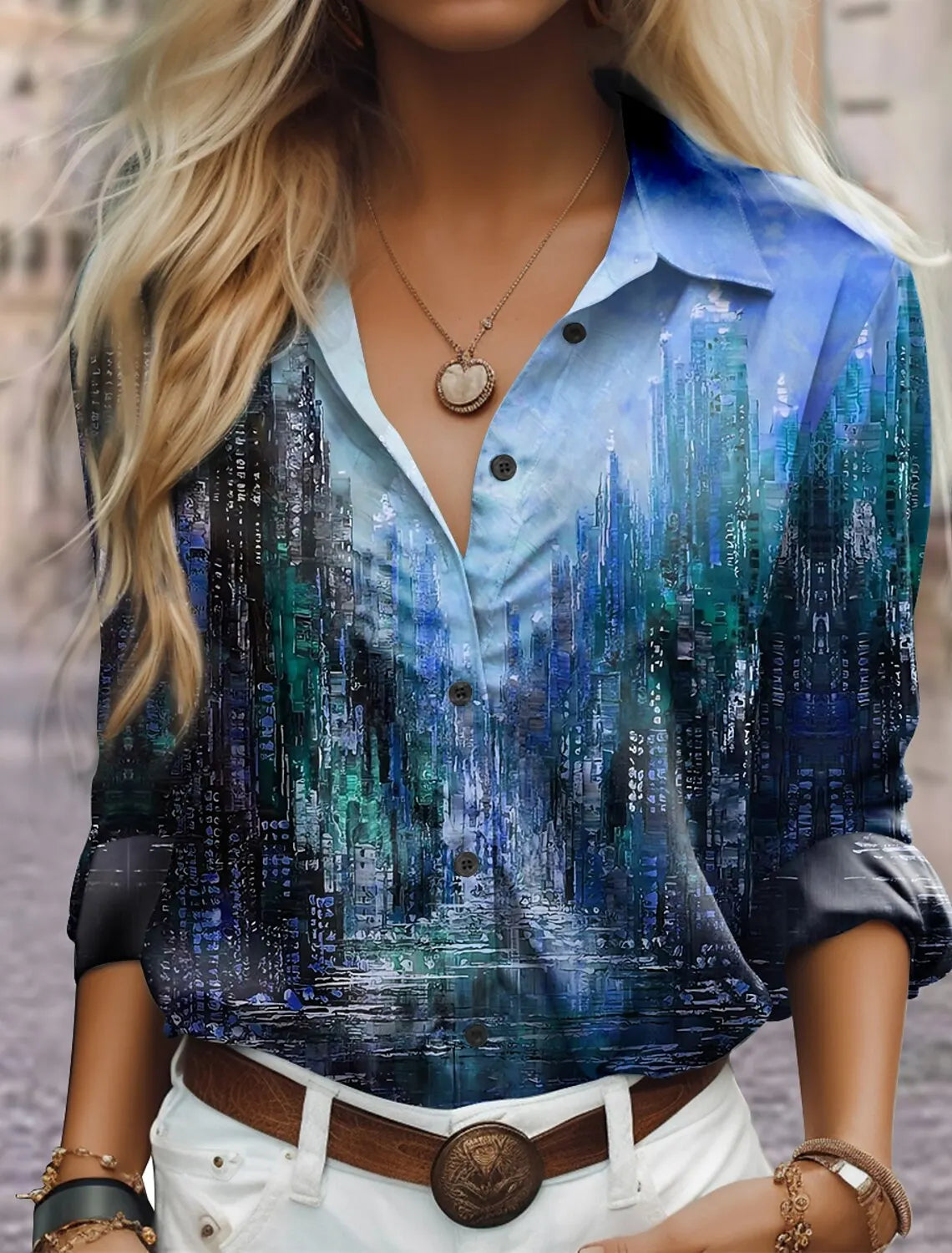 Women's Floral Printed Office Shirt for Autumn 2024