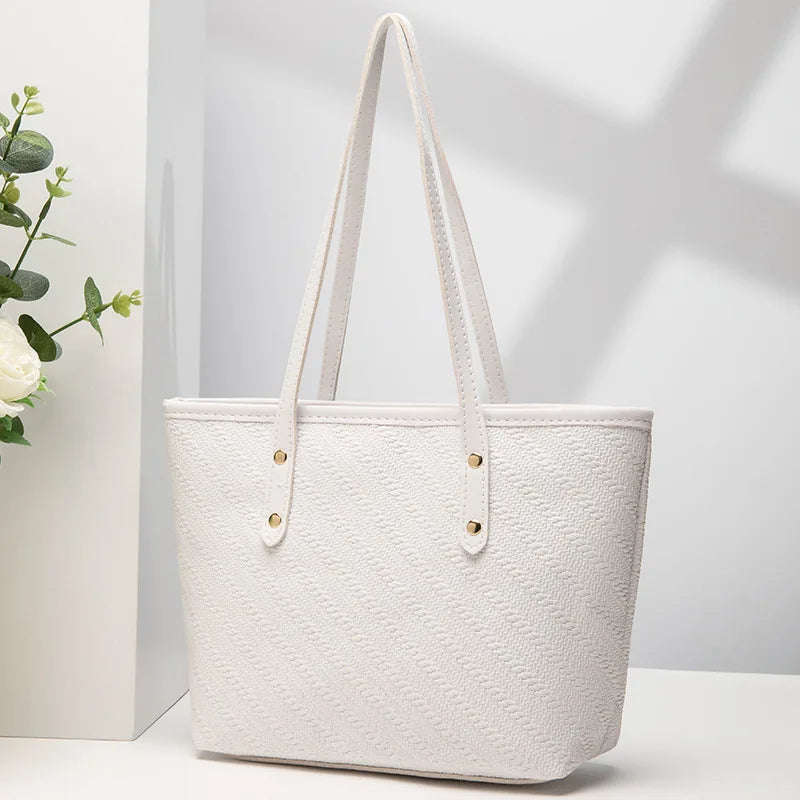 Embossed Floral Tote Bag for Women with Large Capacity