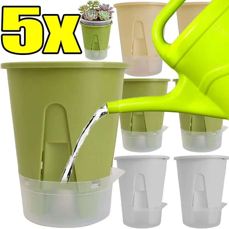 Self Watering Plastic Planter Pot Tray for Outdoor Plants