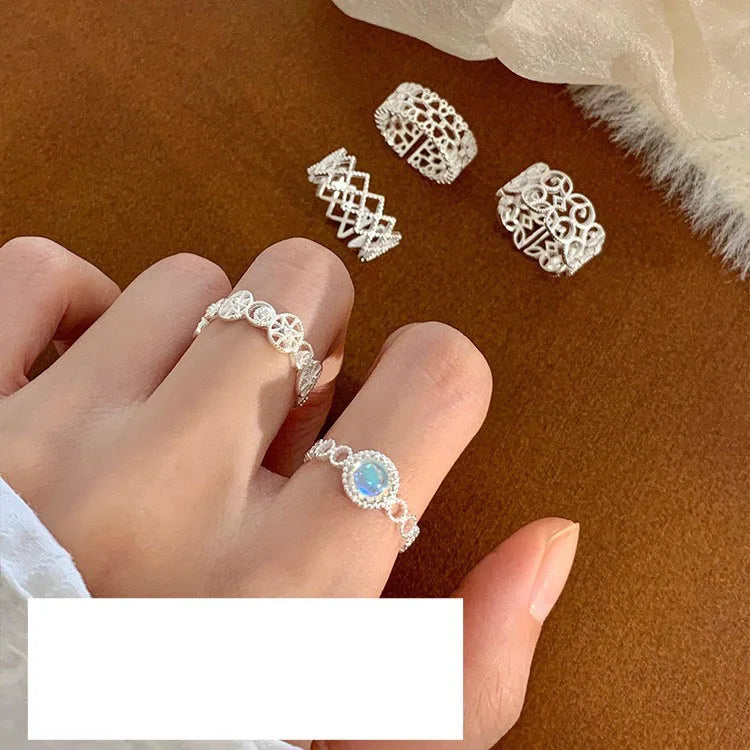Geometric 925 Sterling Silver Rings for Women Adjustable CZ