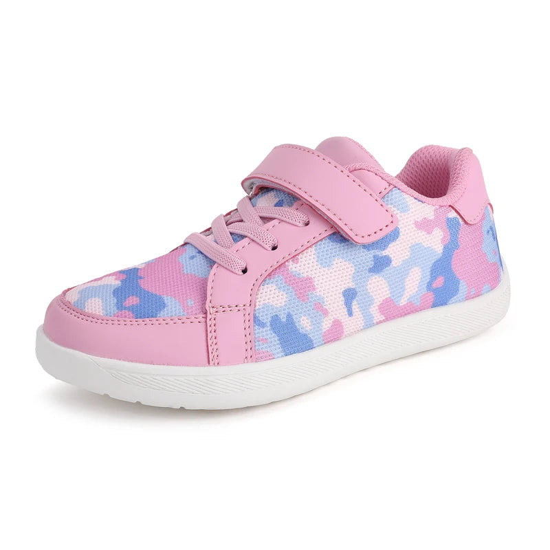 Girls Barefoot Sneakers in White Pink for Ages 4-6