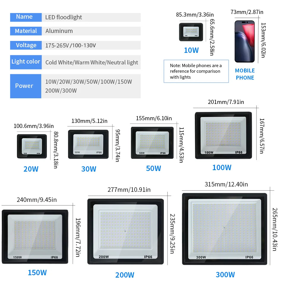 Aluminum LED Floodlights for Outdoor Garden and Garage Use