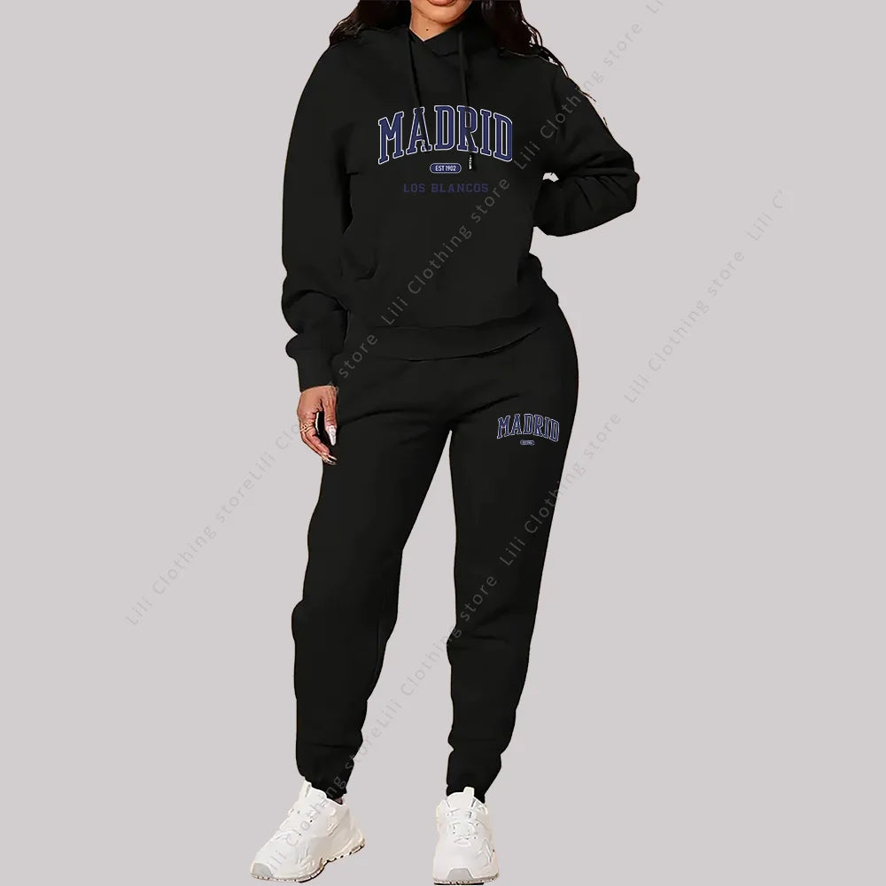 Stylish Women's Hooded Tracksuit Set for Autumn Winter Sports