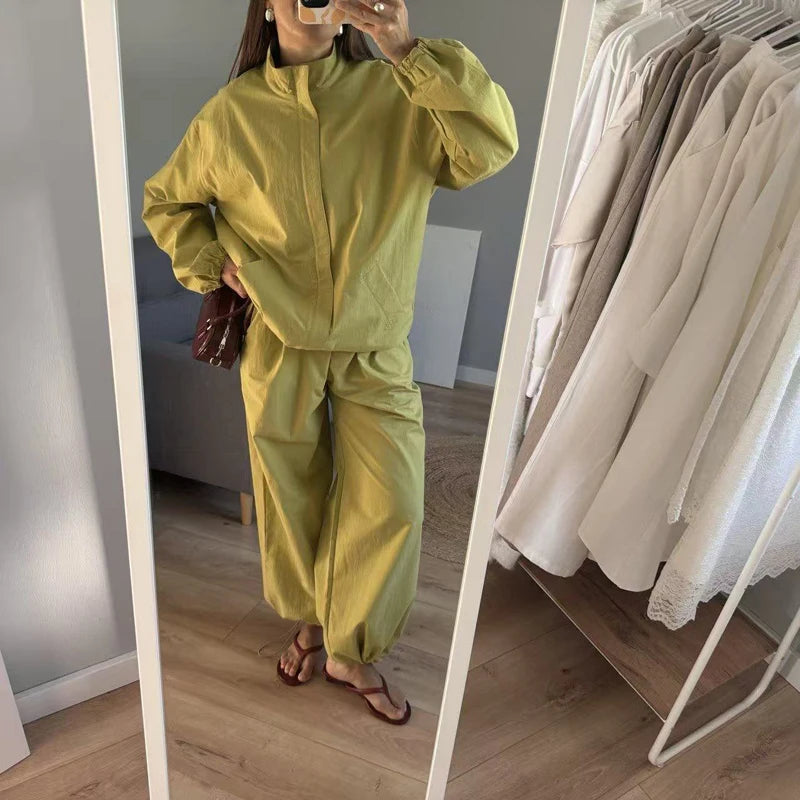 KALEIRDA Women's Autumn Sports Style Jacket and Pants Set