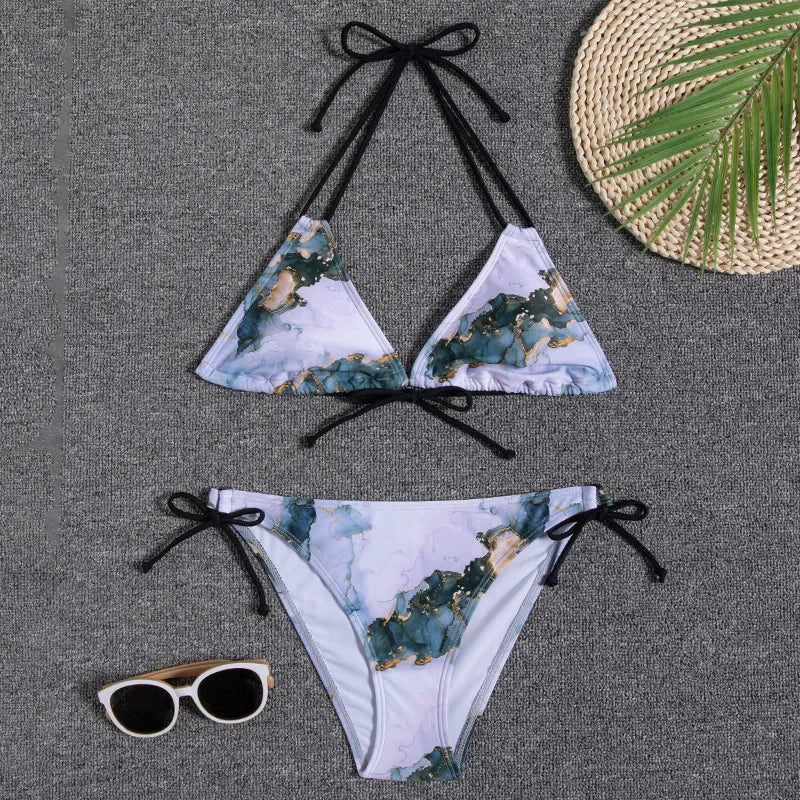 Floral Print Push Up Bikini Set for Women in Polyester Blend