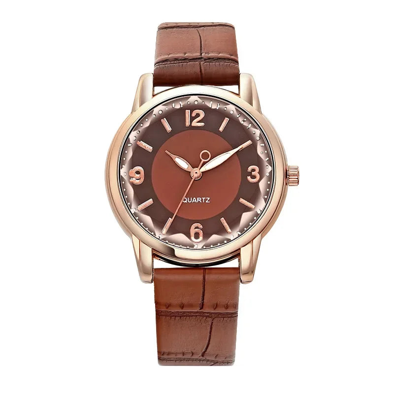 Luxury Women's Quartz Leather Watch with Alloy Case