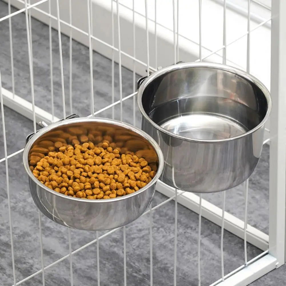 Heavy-Duty Stainless Steel Cage-Mount Pet Bowl