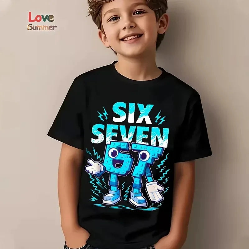 Boys Casual Cotton T-Shirt 67 Number Print for Ages 4-6