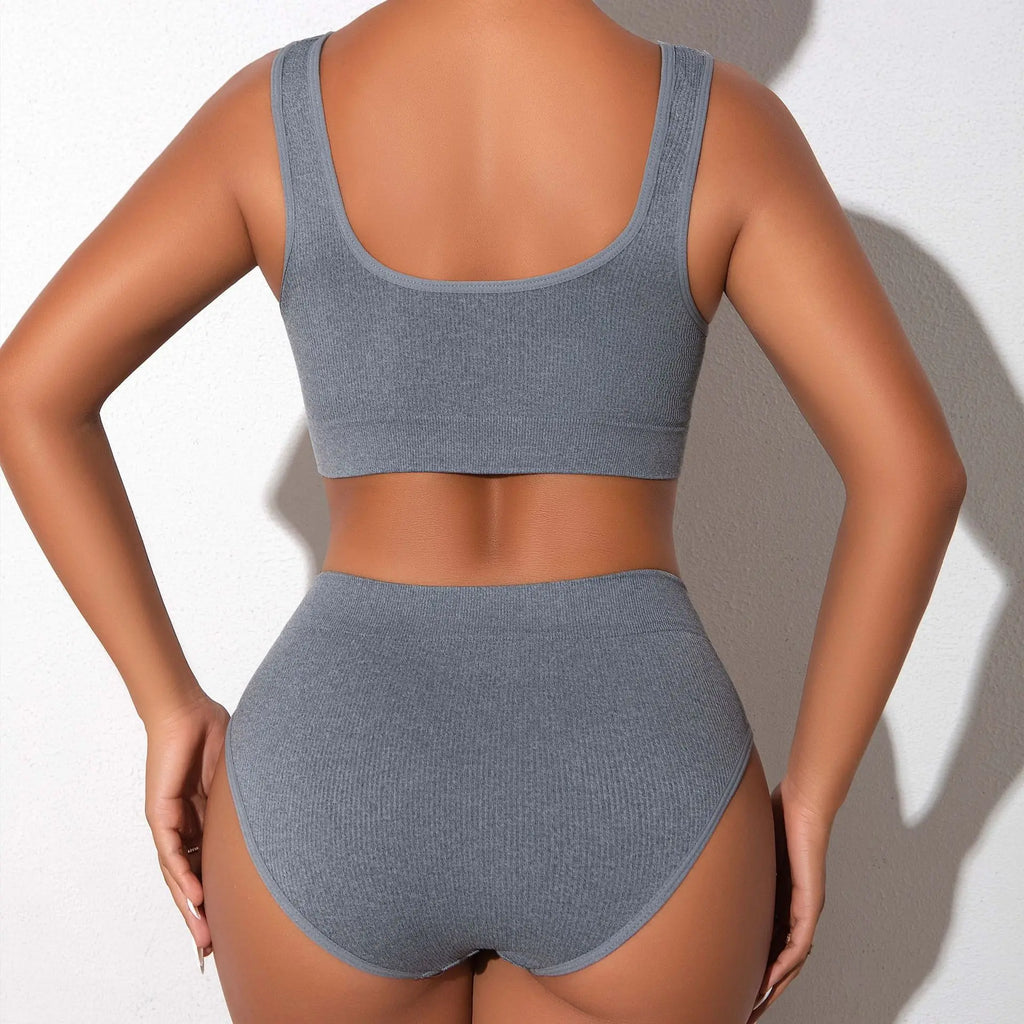Ribbed Seamless Low Rise Women's Sexy Underwear Set