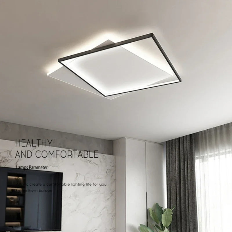 Modern Minimalist Square Ceiling Light in Black