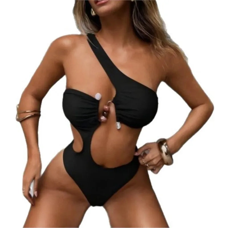 MsChuh Women's Solid Color Bikini Swimsuit Set in Polyester