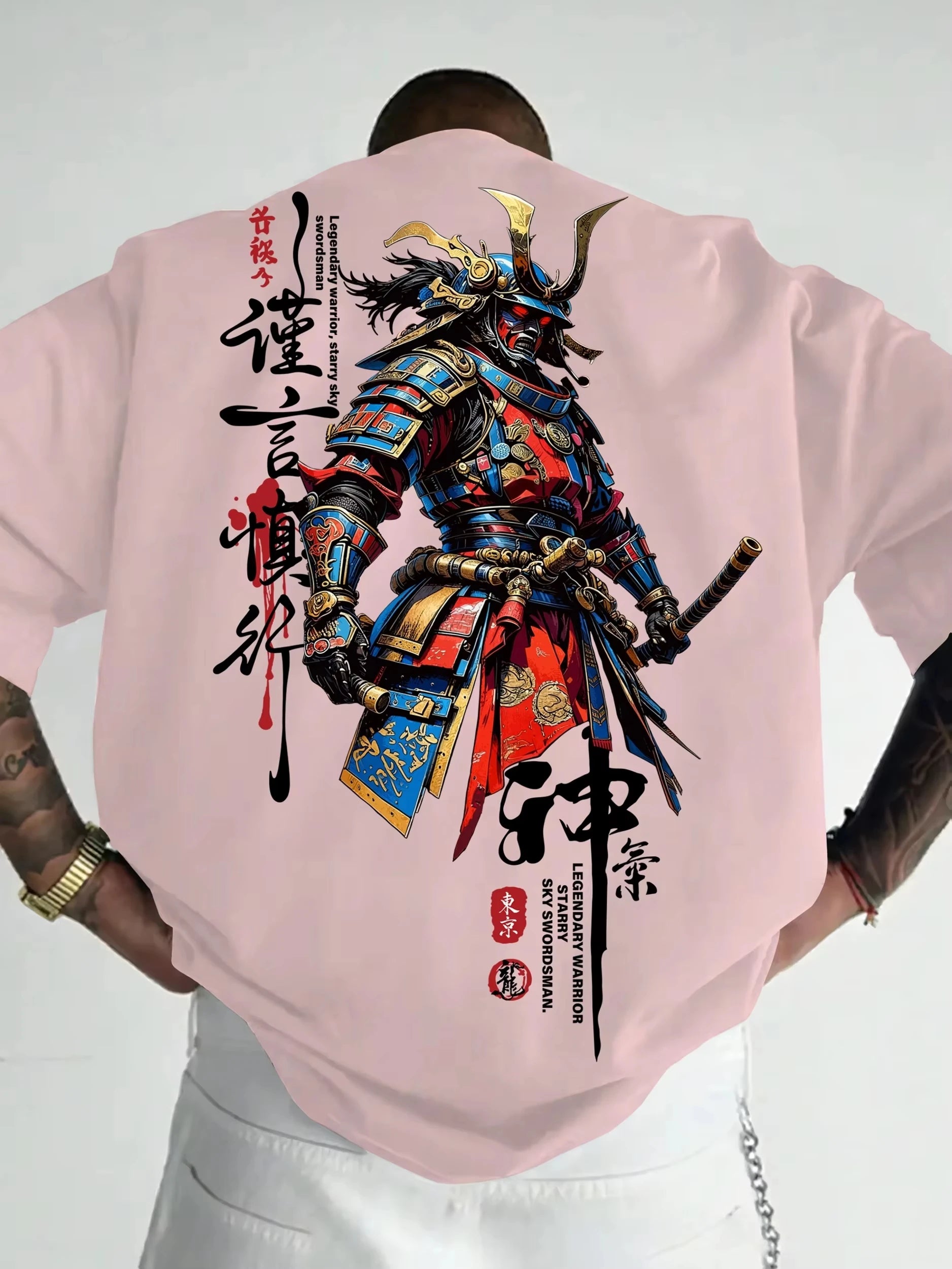 Men's Casual 3D Samurai Graphic T-Shirt for Summer Wear