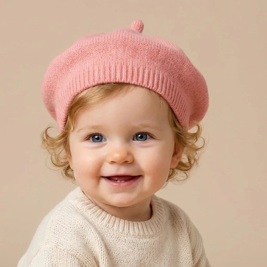 Solid Color Baby Beret Hat for Spring Infant Protection