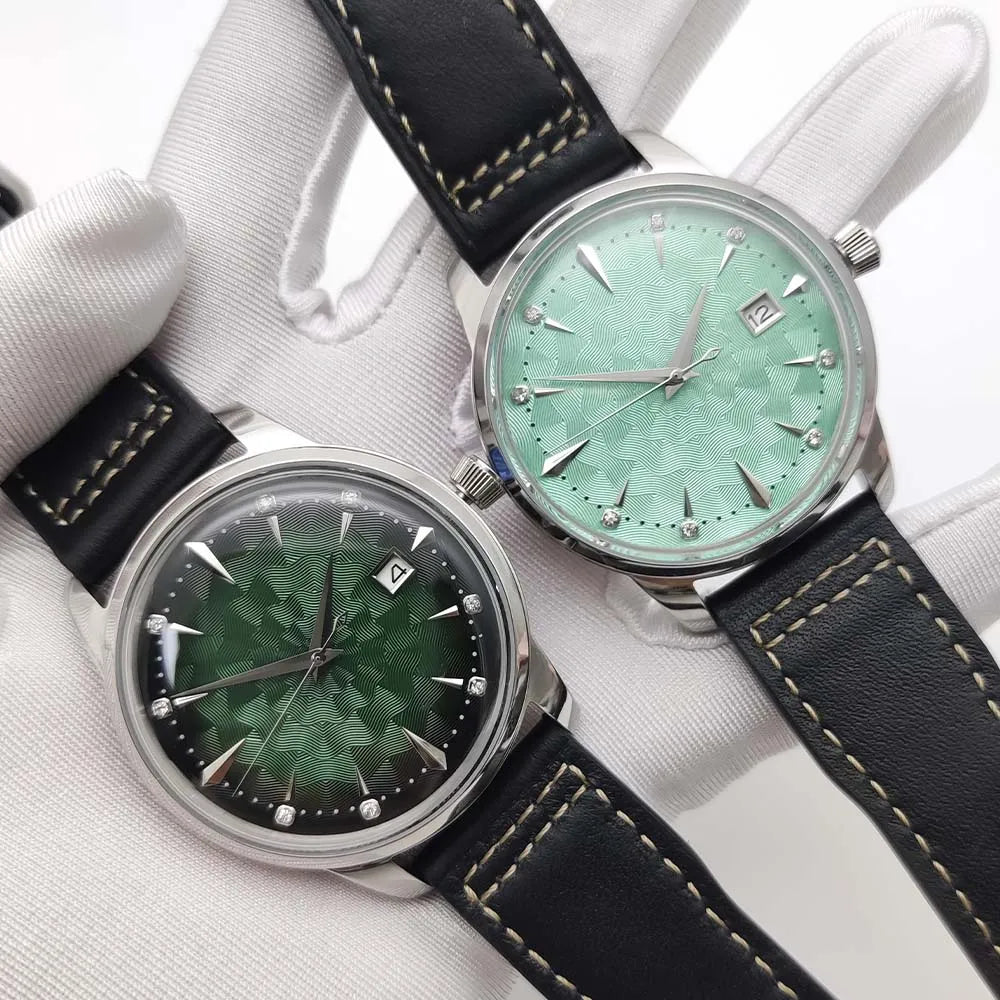 Men's Vintage Automatic Mechanical Watch, Black Leather Strap, 40mm Water Resistant Case, Eight Colours Men's Watch Japan NH35