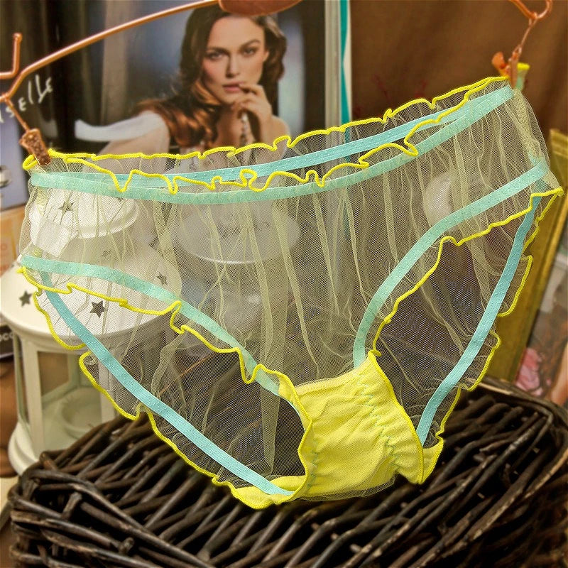 Transparent Underwear for Women Sexy Panties Mesh See-Through Female Cotton Crotch Low Waist Briefs Lightweight Elasticity Slips