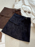 Suede Mini Skirt for Women - Casual A-Line Style