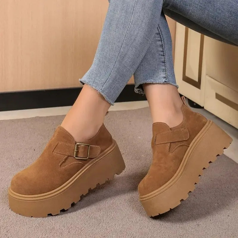 Women's Retro Suede Platform Shoes for Casual Fashion