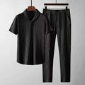 Men's Casual Summer Sports Suit with V-Neck T-Shirt and Jogger Pants