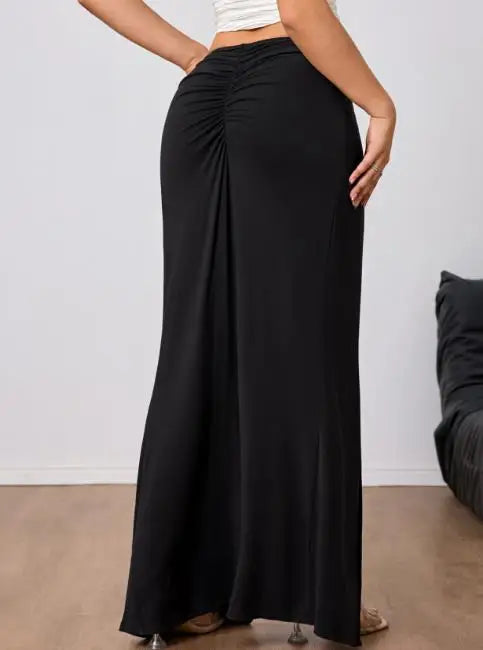 Elegant High Waisted Casual Skirt for Women in Solid Color