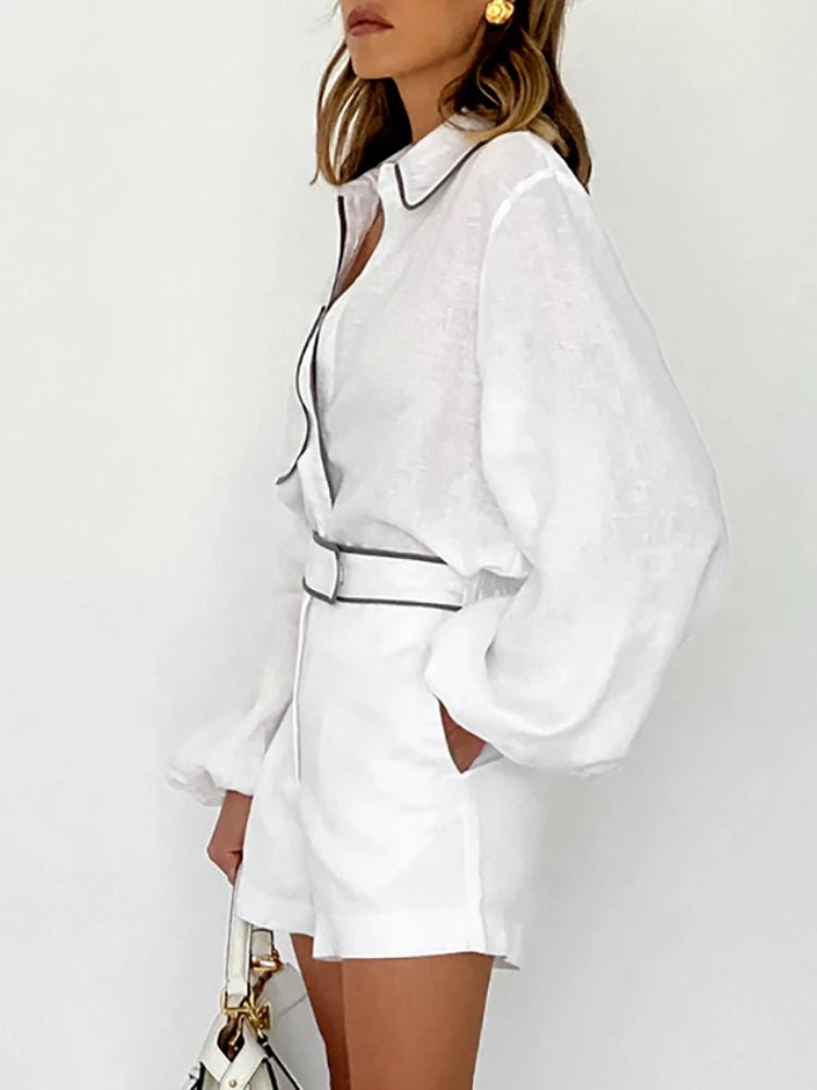 Cotton Linen Women's Two-Piece Set for Spring and Summer