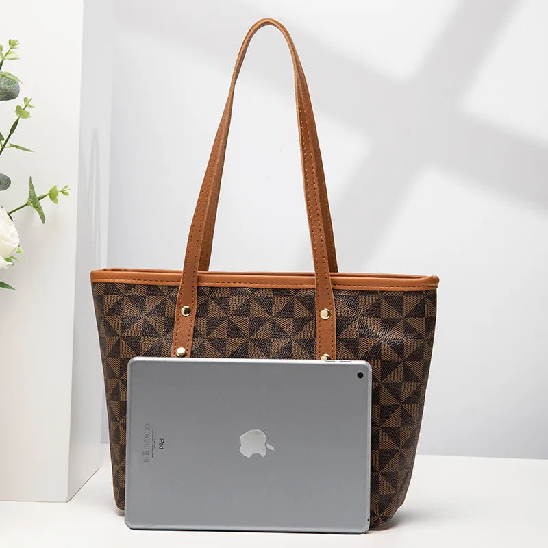 Embossed Floral Tote Bag for Women with Large Capacity