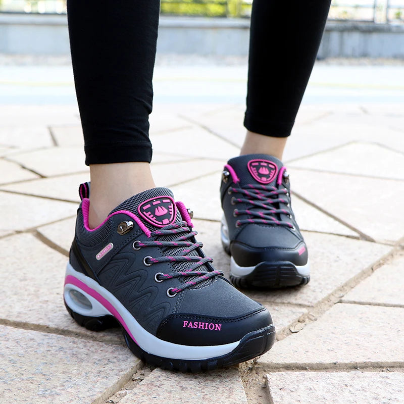 Luxury Women's Platform Sneakers in Microfiber with Lace-Up Closure