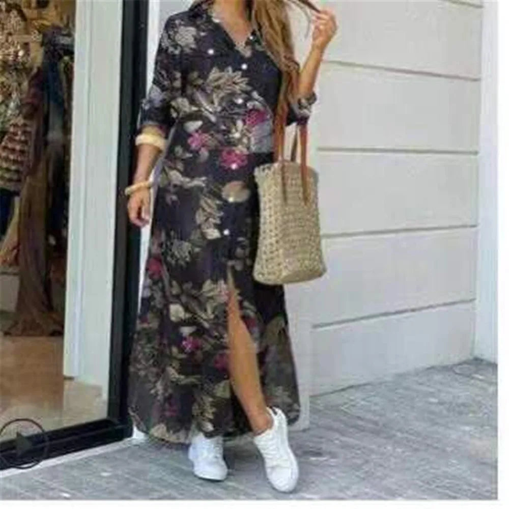 Literary Printing Long Shirt Skirt for Women by MALEY LifeStyle
