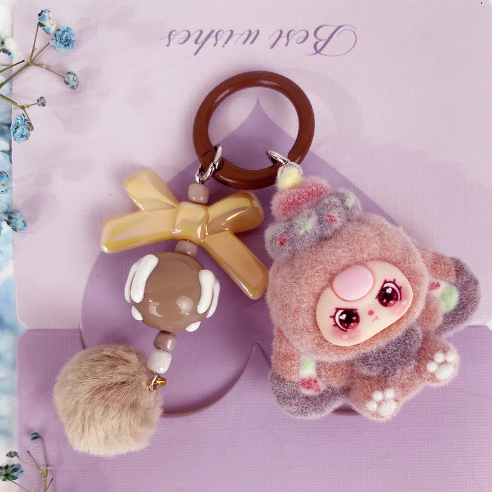 Cute Baby Doll Keychains for Kids Flocking Keyring Accessories
