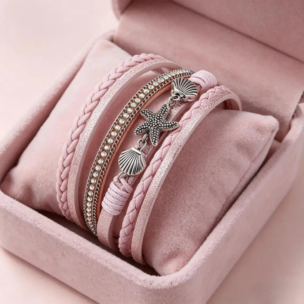 Multi-Layer Bohemian Faux Leather Braided Bracelet for Women