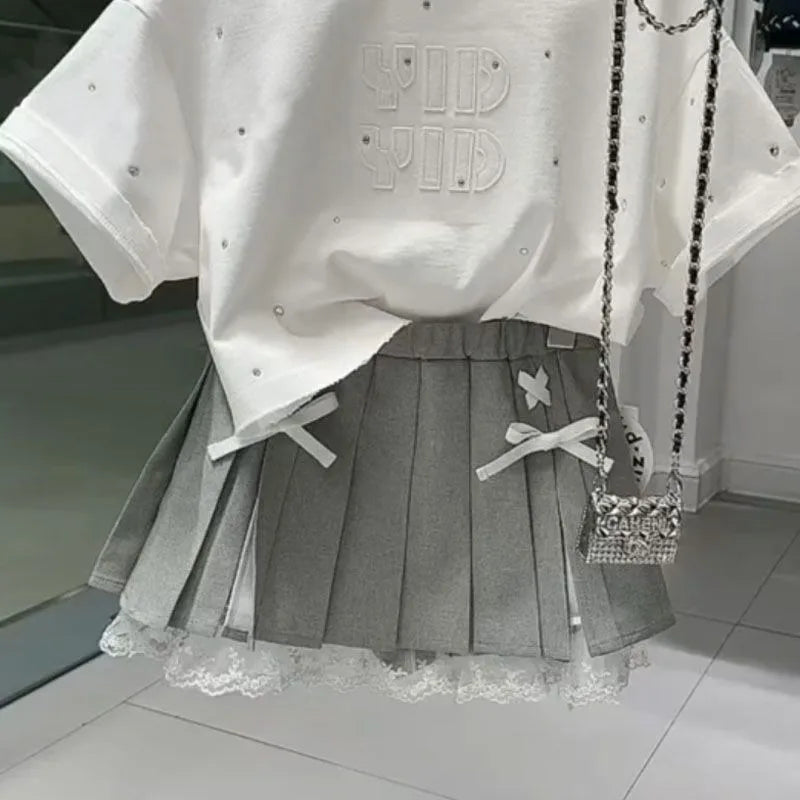 Stylish Girls' Summer Two-Piece Set with Short Sleeves