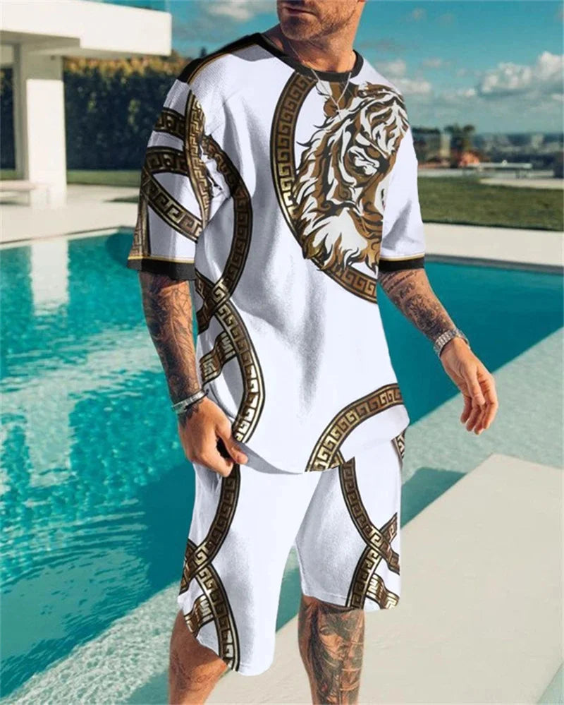 Men's Sportswear Trend Men Sets 3D Printed Tracksuits Clothing Casual Shorts+tshirts Set Sweat Suits Summer Tracksuit Men Sets