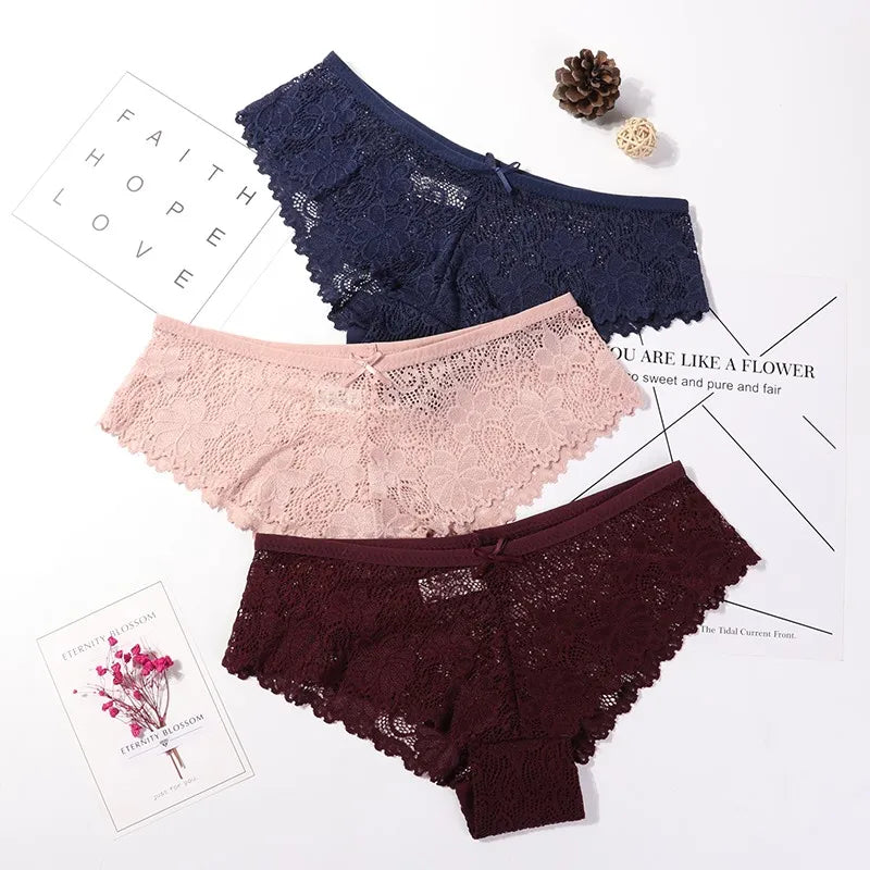 Lace Hollow Briefs Set for Women in Multiple Colors