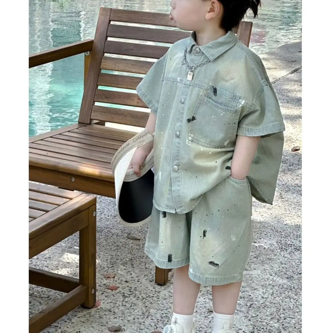 Boys Summer Clothing Set Casual Cotton Shirt and Shorts