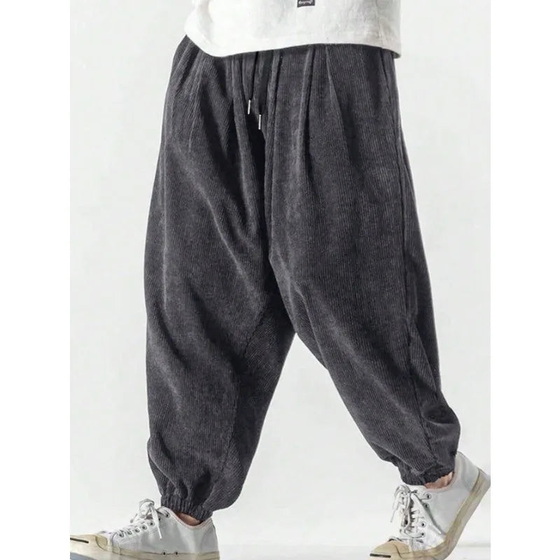 CHUJIE Spring and Autumn Men's Corduroy Pants Solid Color Casual Sports Breathable Short Pants Sports Pants Men's Style