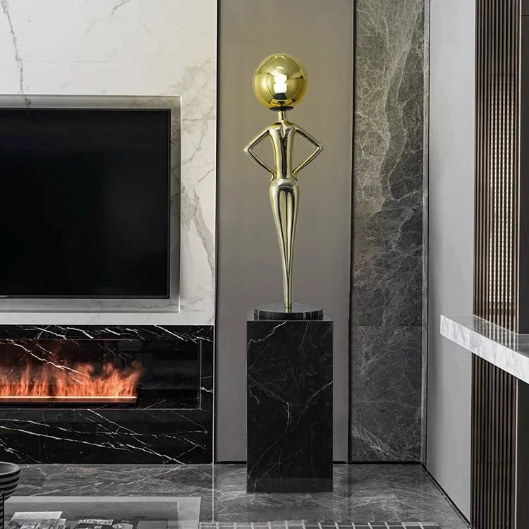 Modern Minimalist LED Floor Lamp in Black Resin for Hotels