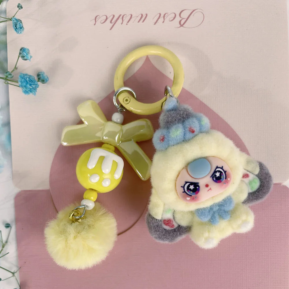 Cute Baby Doll Keychains for Kids Flocking Keyring Accessories