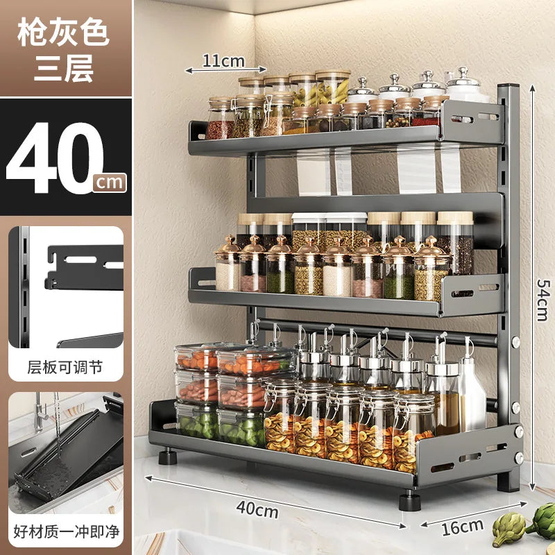 Adjustable Kitchen Countertop Organizer Rack in Steel