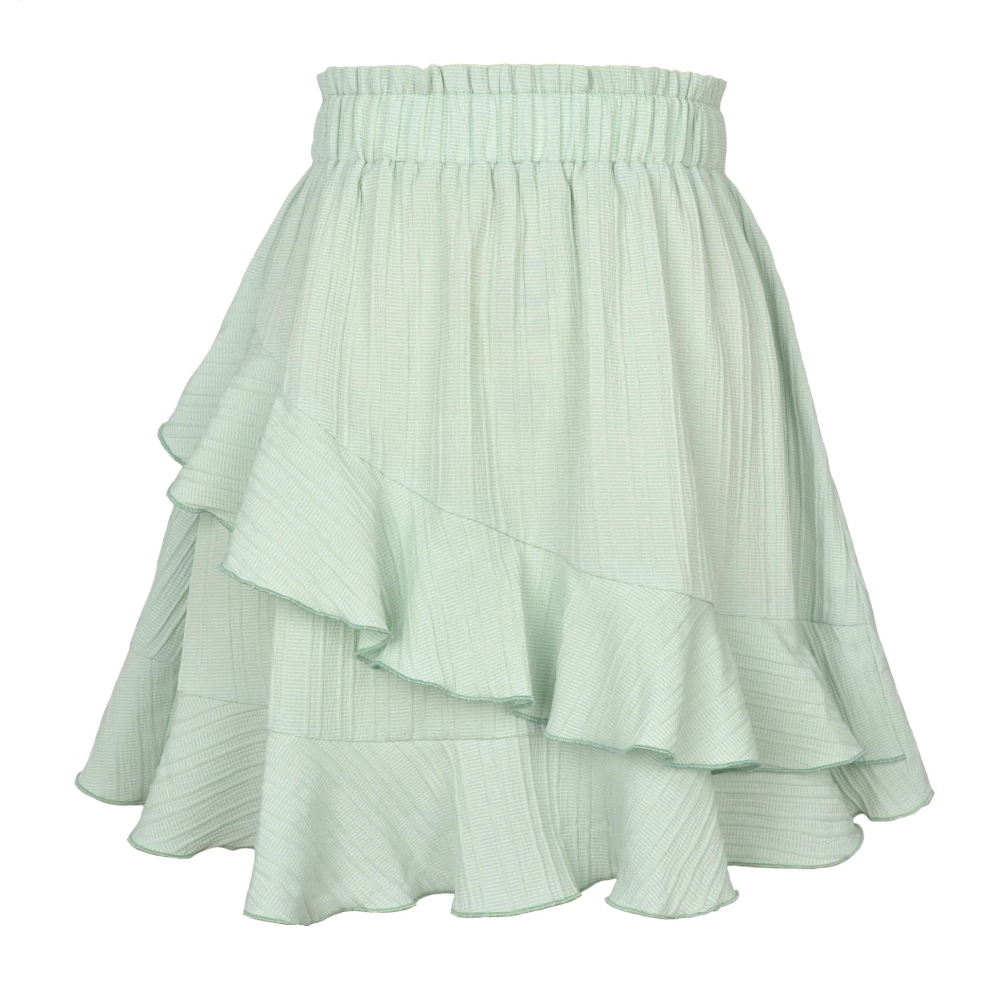 Stylish High Waist Ruffle Skirt for Women in Solid Colors