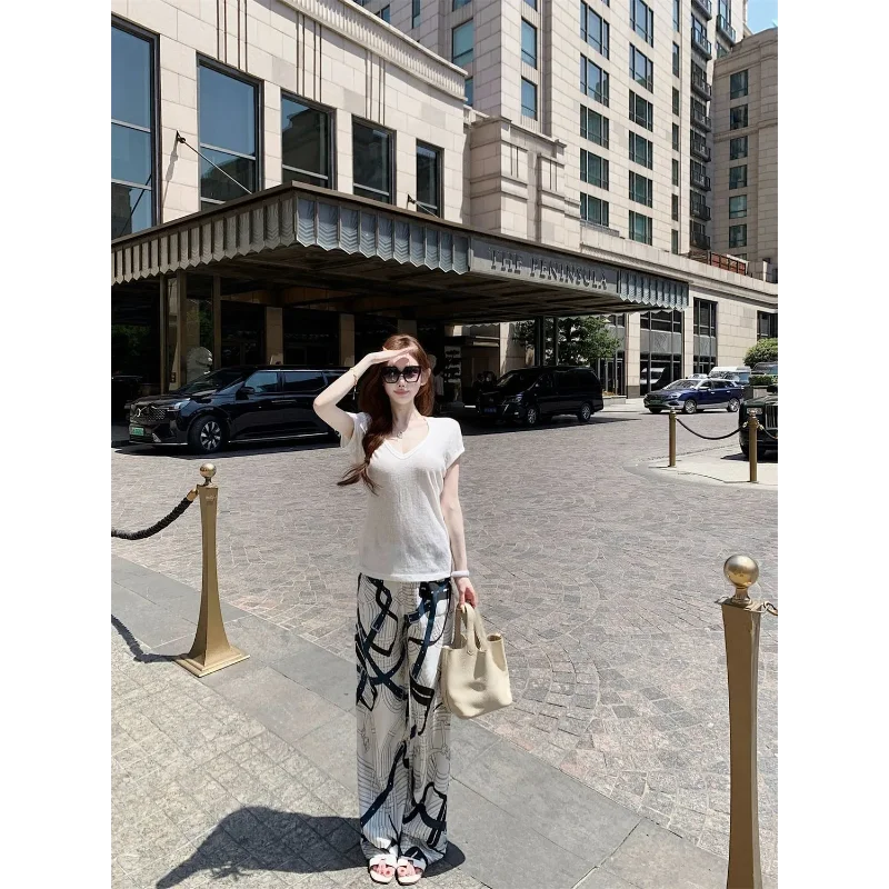 Trendy High Waist Wide Leg Pants for Women in Polyester