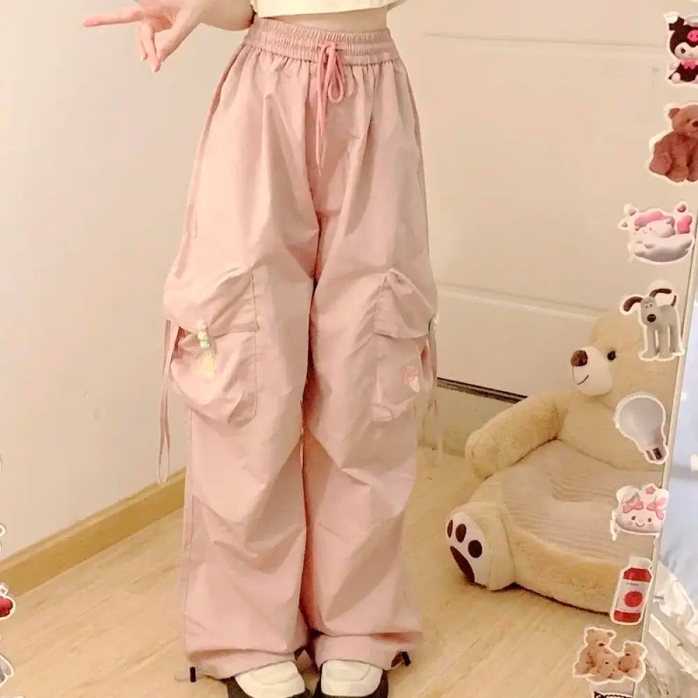 Light Blue Cargo Pants for Women with Large Pockets