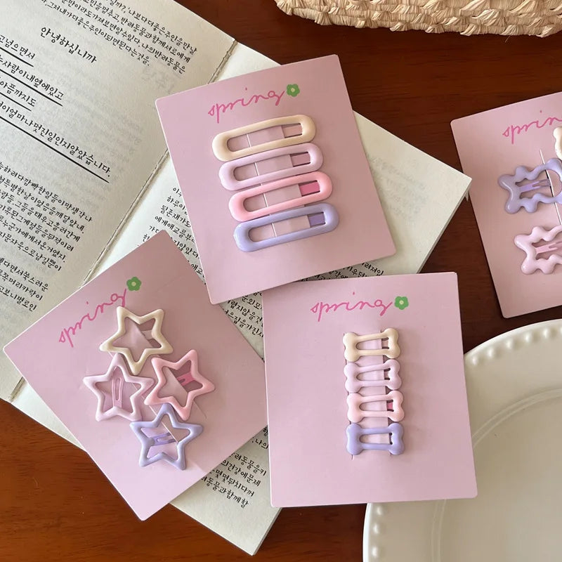 Cute Colorful Geometric Hair Clips Set for Girls
