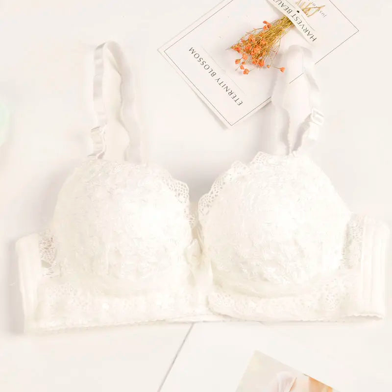 Push Up Lace Bra for Women with Back Closure and Underwire